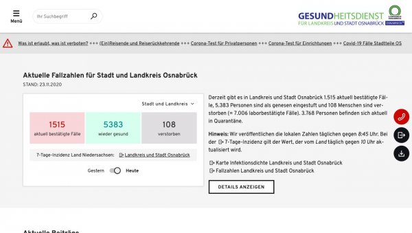 Corona Infoseite Osnabrück